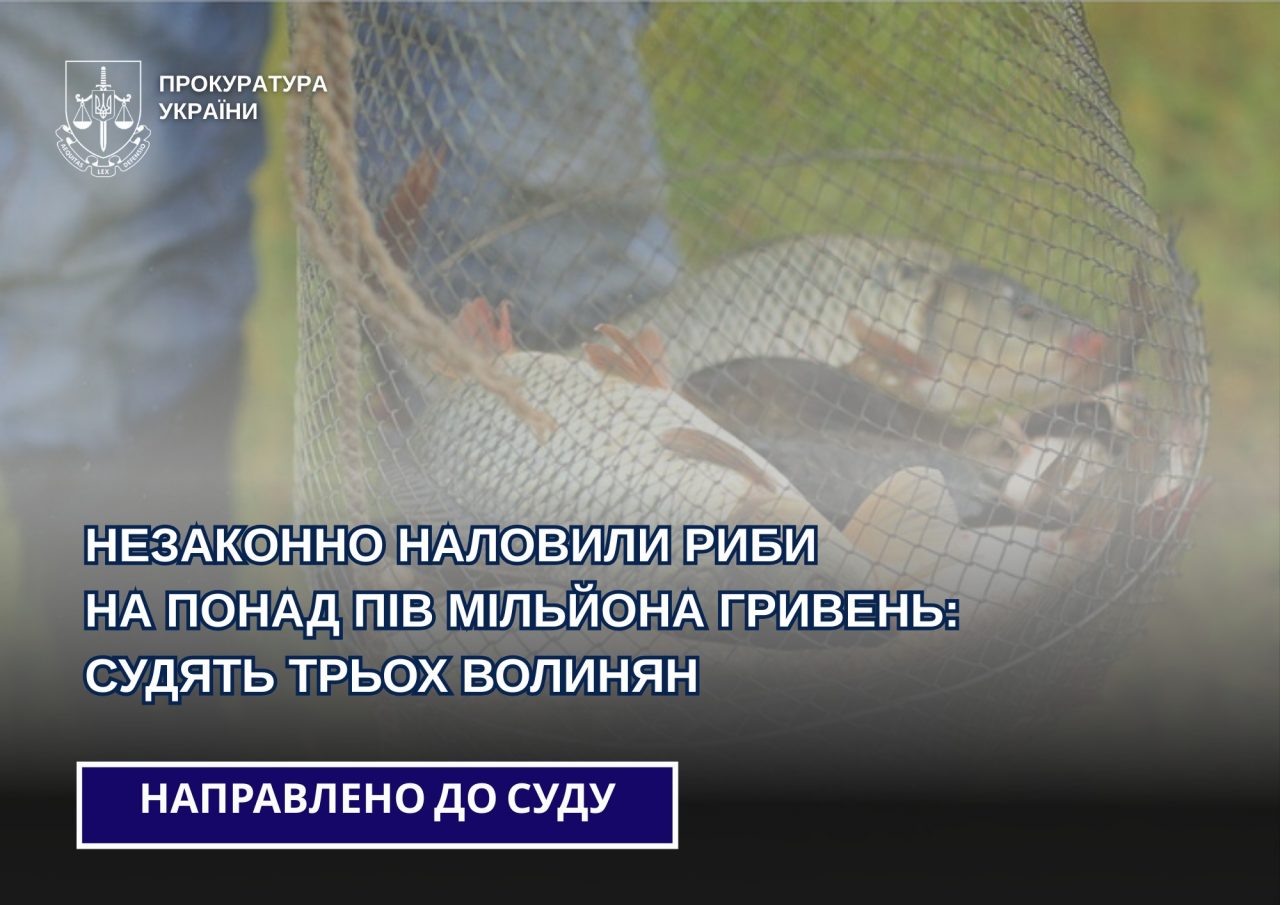 Незаконно наловили риби на понад пів мільйона гривень: судять трьох волинян